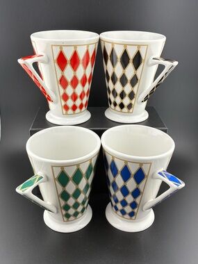 Vintage diamond Style-Eyes mugs set of 4 by Baum Bros